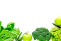 Organic food for homemade salad with green vegetables white desk background top view mock-up Royalty Free Stock Photo