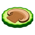 Organic food icon isometric vector. Chopped fresh champignon and green cucumber