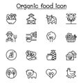 Organic food icon set in thin line stlye