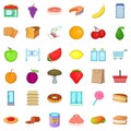 Organic food icons set, cartoon style