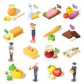 Organic Food Isometric Icons