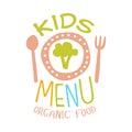 Organic Food For Kids, Cafe Special Menu For Children Colorful Promo Sign Template With Text