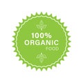 Organic Food Label. Bio Healthy Eco Food Sign. 100 Percent Organic Green Icon. Natural and Ecology Product Vegan Food Royalty Free Stock Photo