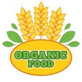 Organic food label with wheat ears