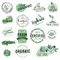 Organic food labels and badges.