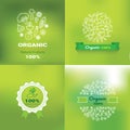 Organic food labels and elements, set for food and drink Royalty Free Stock Photo