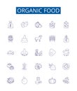 Organic food line icons signs set. Design collection of Organic, Food, Natural, Eco, Health, Nutritious, Fresh, Pure