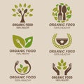 Organic food logo or health food logo vector set design