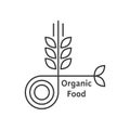 Organic food logo with thin line wheat ears