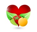 organic food and loving heart illustration