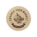 Organic food market round paper emblem Royalty Free Stock Photo