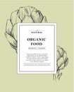 Organic food. Organic botanical design template. Hand drawn Vector illustration of artichoke