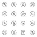 Organic food prohibition signs line icons set Royalty Free Stock Photo