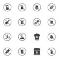 Organic food prohibition signs vector icons set Royalty Free Stock Photo