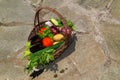 Organic food of vegetables in the basket Royalty Free Stock Photo