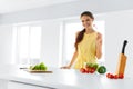 Organic Food. Woman Eating Vegetable Salad. Healthy Lifestyle, D Royalty Free Stock Photo