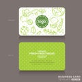 Organic foods shop or vegan cafe business card design template Royalty Free Stock Photo