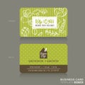 Organic foods shop or vegan cafe business card design template