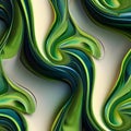 Organic fractal pattern, swirling green and blue shapes, abstract nature concept, 3D rendering4