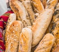 Organic French Baguette Bread Loafs At A Street Food Market.
