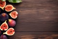 Organic Fresh Figs on a Wooden Background with Copy Space. AI Generated