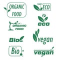 Organic fresh food icons set. Vector graphics