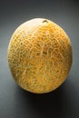 Organic fresh Hami melon isolated on black background, vertical Royalty Free Stock Photo