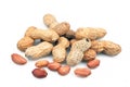 Organic and fresh Shelled and unshelled peanuts. Top view