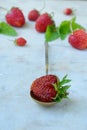 Organic fresh strawberry from garden. Preparation for making berry compote or jam. Homemade conservation for the winter. Raw food. Royalty Free Stock Photo