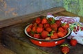 Organic fresh strawberry from garden. Preparation for making berry compote or jam. Homemade conservation for the winter. Raw food. Royalty Free Stock Photo
