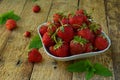 Organic fresh strawberry from garden. Preparation for making berry compote or jam. Homemade conservation for the winter. Raw food. Royalty Free Stock Photo