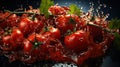 Organic Fresh Tomato Paste with Tomatoes and Leaves on Bowl Background Defocused