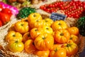 Organic fresh tomatoes from mediterranean farmers market in Prov Royalty Free Stock Photo