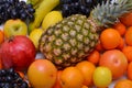 Organic fresh tropical fruits close-up, healthy eating Royalty Free Stock Photo