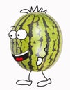 Organic fruit, here a watermelon as a comic