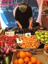 Organic fruit market in Palermo and music played by a dj