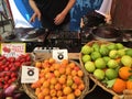 Organic fruit market in Palermo and music played by a dj Royalty Free Stock Photo