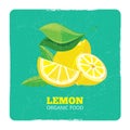 Organic fruits concept - fresh lemons grunge card