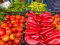 Organic fruits and vegetables in local organic farmers market Royalty Free Stock Photo