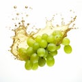 Organic Geometries: Green Grapes Splashing On White