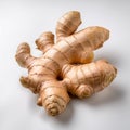 Organic ginger root on a white background, showcasing its unique shape and texture Royalty Free Stock Photo