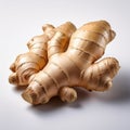 Organic ginger root on a white background, showcasing its unique shape and texture Royalty Free Stock Photo
