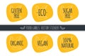 Organic Gluten Sugar Free Vegan Eco 100% Natural vector icon. Product sticker set. Isolated sign. Illustration symbol for food,