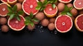 Organic Grapefruit And Water On Black Background - Award-winning Design