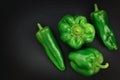 Organic Green bell pepper and Green paprika on black background Royalty Free Stock Photo