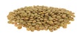 Organic green lentils on a white background