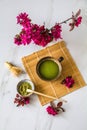 Organic Green Matcha Tea ceremony.  a healthy beverage. Japanese  traditional drink Royalty Free Stock Photo