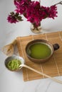 Organic Green Matcha Tea ceremony.  a healthy beverage. Japanese  traditional drink Royalty Free Stock Photo