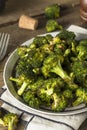 Organic Green Roasted Broccoli Florets Royalty Free Stock Photo