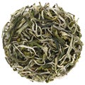 Organic gren tea Cui Ming Bright Emerald round shape isolated